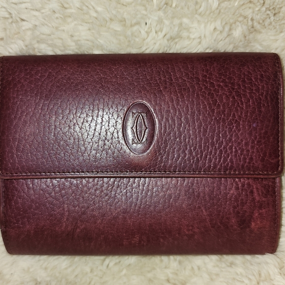Cartier Paris Must de Cartier Bordeaux Calfskin Leather Wallet. Bifold flap. EUC - Picture 15 of 16